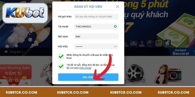 Chọn ngay mục xác nhận để có thể hoàn tất việc đăng ký