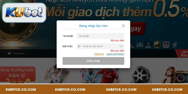 Người chơi cần khai bảo đầy đủ và đảm bảo thông tin khi đăng nhập