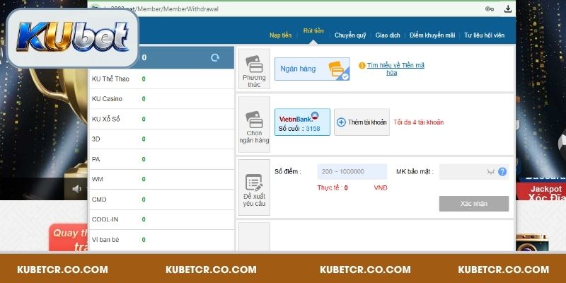 Rút tiền Kubet cực nhanh chỉ với vài bước đơn giản